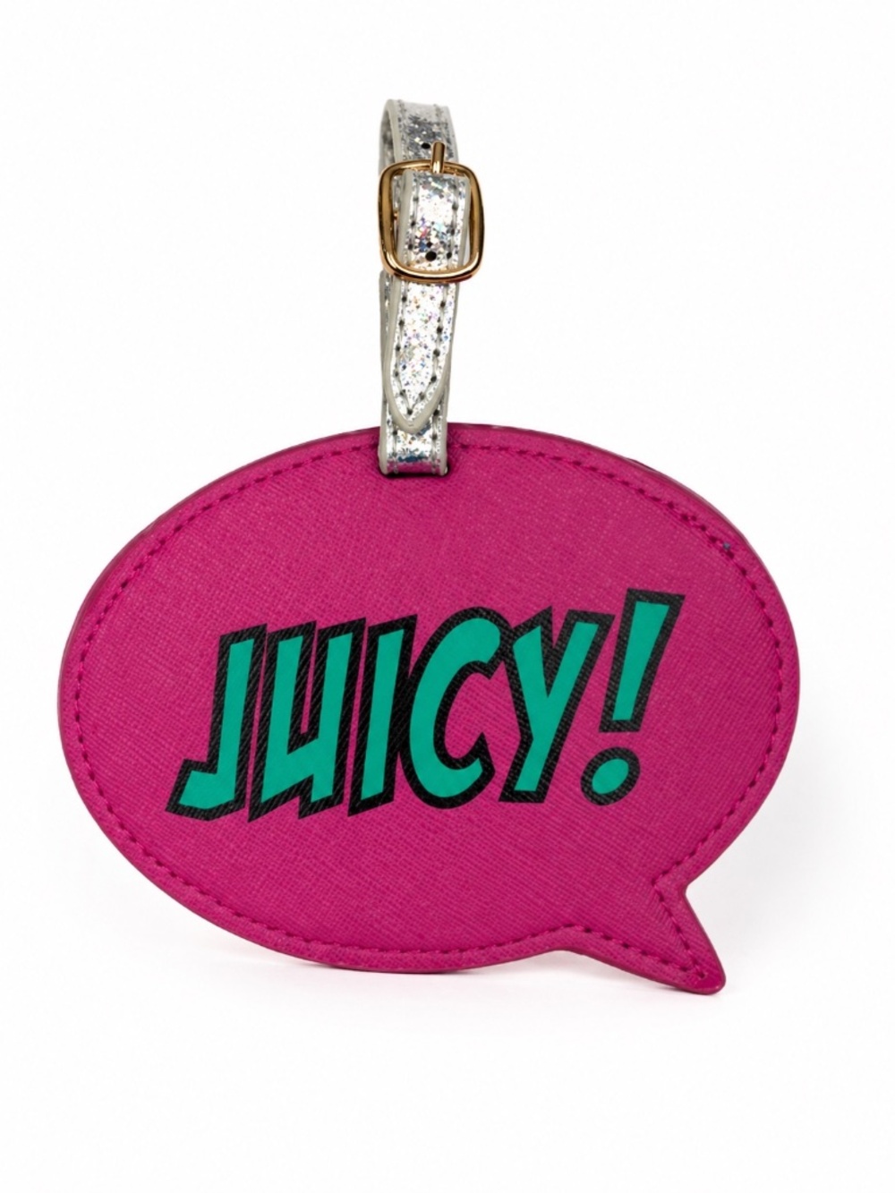 Juicy Couture Pink Juicy Luggage Tag Glitter Strap Travel Vacation Chic - Picture 3 of 5